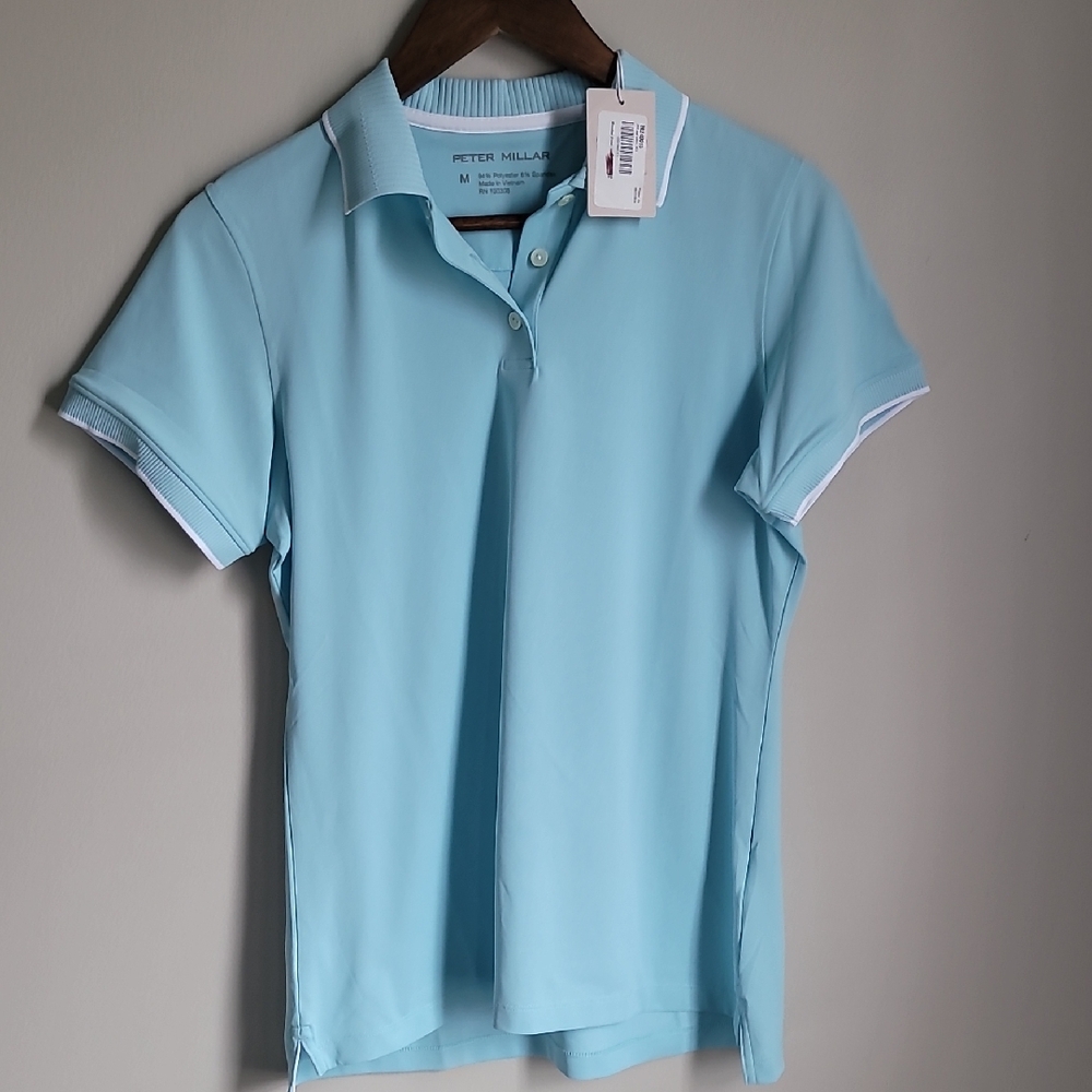 Peter Millar NWT Womens Whitworth Golf Polo Shirt Size Medium Sport Mesh S/S